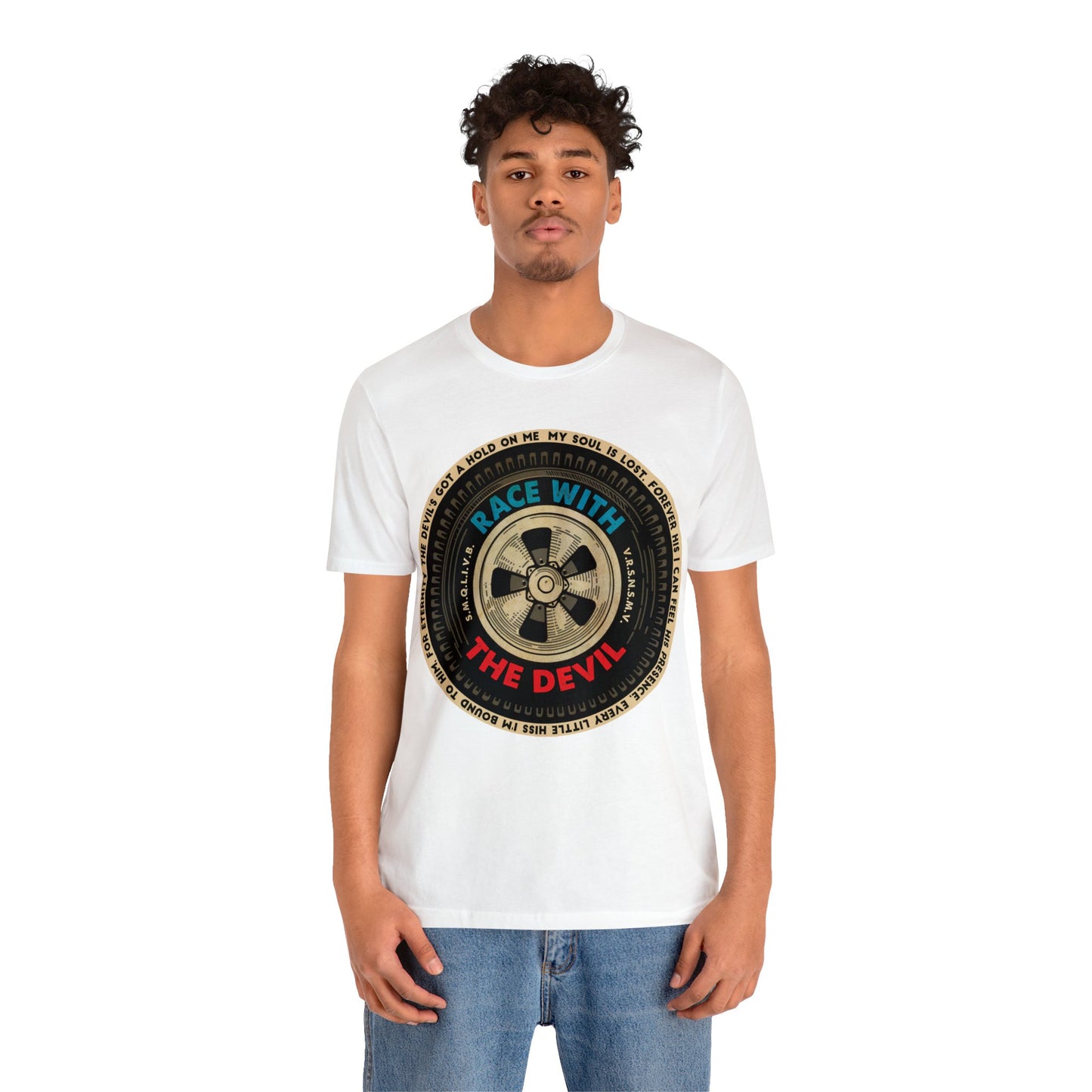 Race With The Devil Tire Wheel Unisex Jersey Short Sleeve Tee
