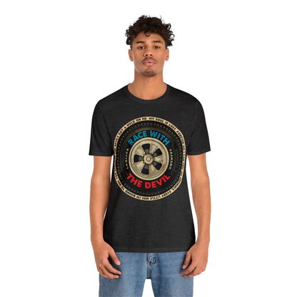 Race With The Devil Tire Wheel Unisex Jersey Short Sleeve Tee