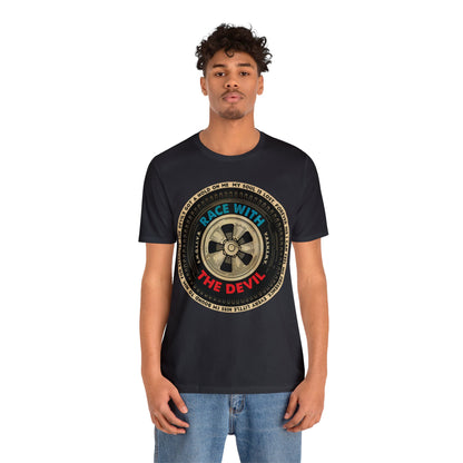 Race With The Devil Tire Wheel Unisex Jersey Short Sleeve Tee