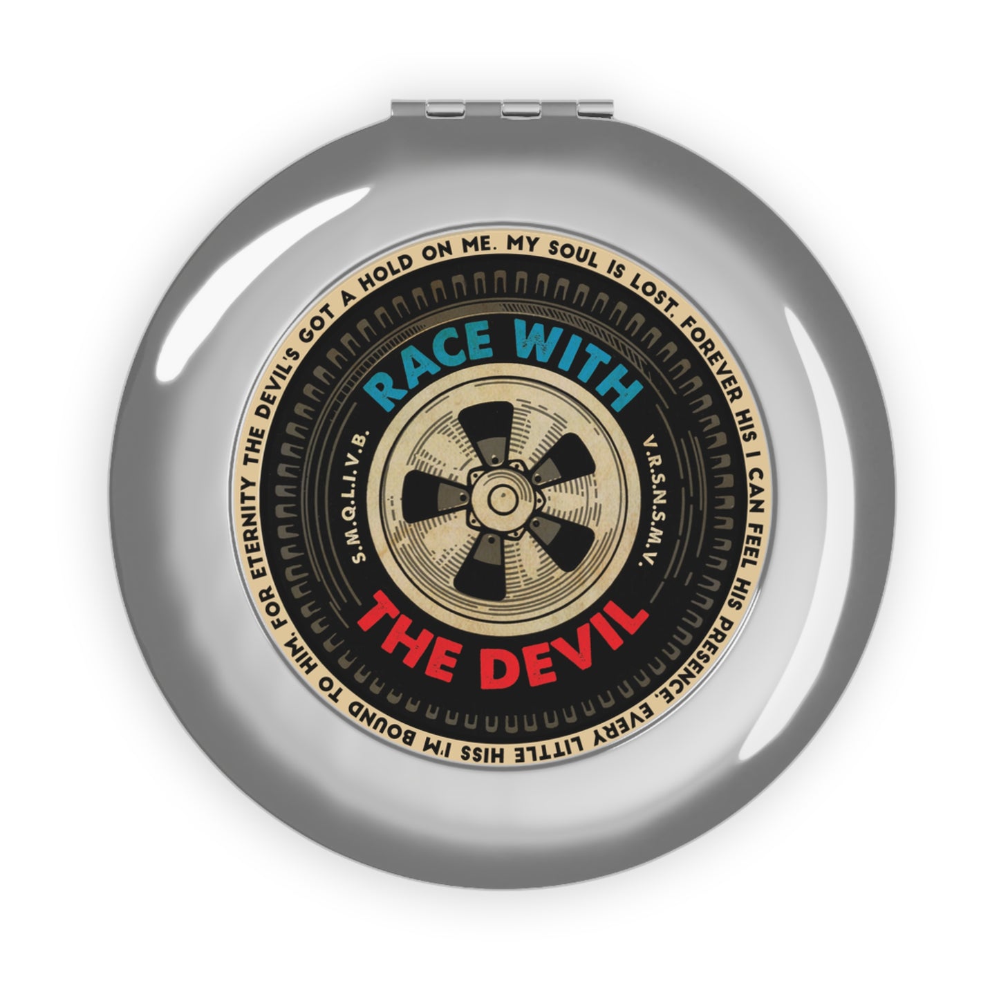 Race With The Devil® Devil's Got A Hold On Me Tire Compact Travel Mirror
