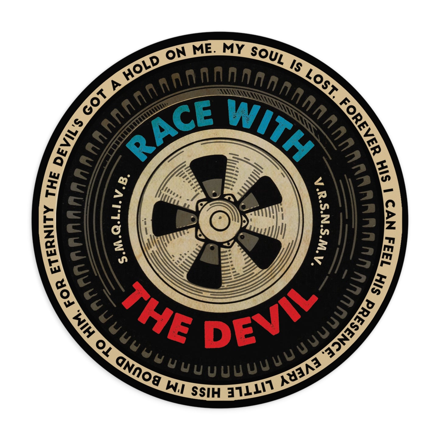 Race With The Devil® Devil's Got A Hold On Me Tire Round Mouse Pad
