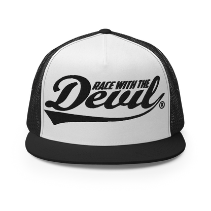 Race With The Devil® White with Black Trucker Hat