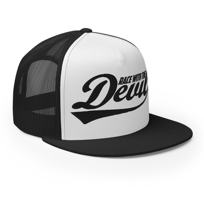 Race With The Devil® White with Black Trucker Hat