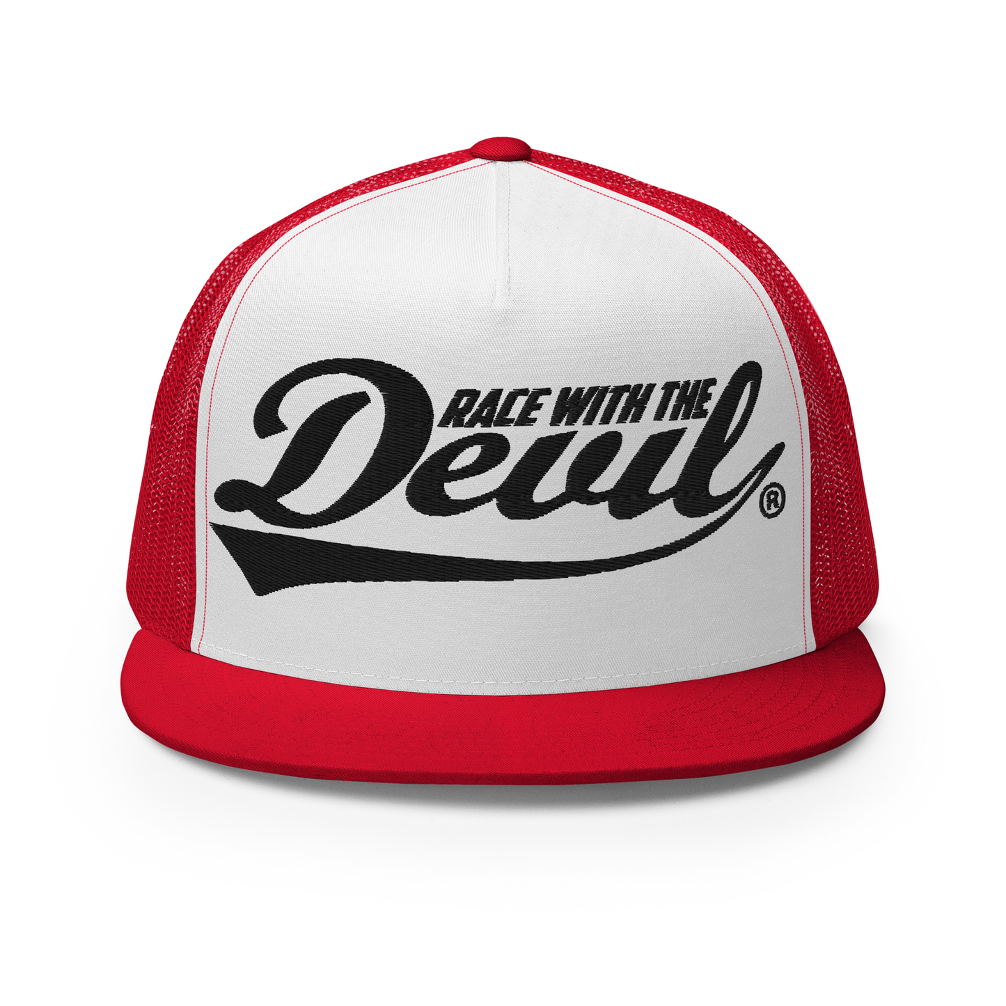 Race With The Devil® White with Red Trucker Hat