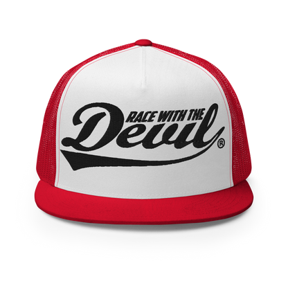 Race With The Devil® White with Red Trucker Hat