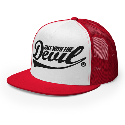 Race With The Devil® White with Red Trucker Hat