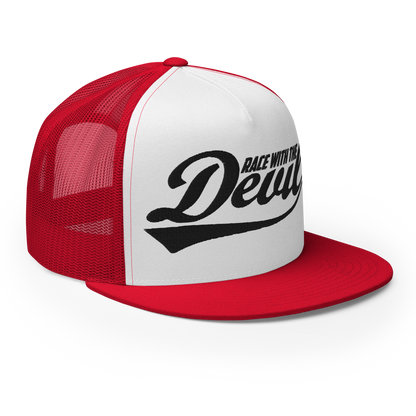 Race With The Devil® White with Red Trucker Hat