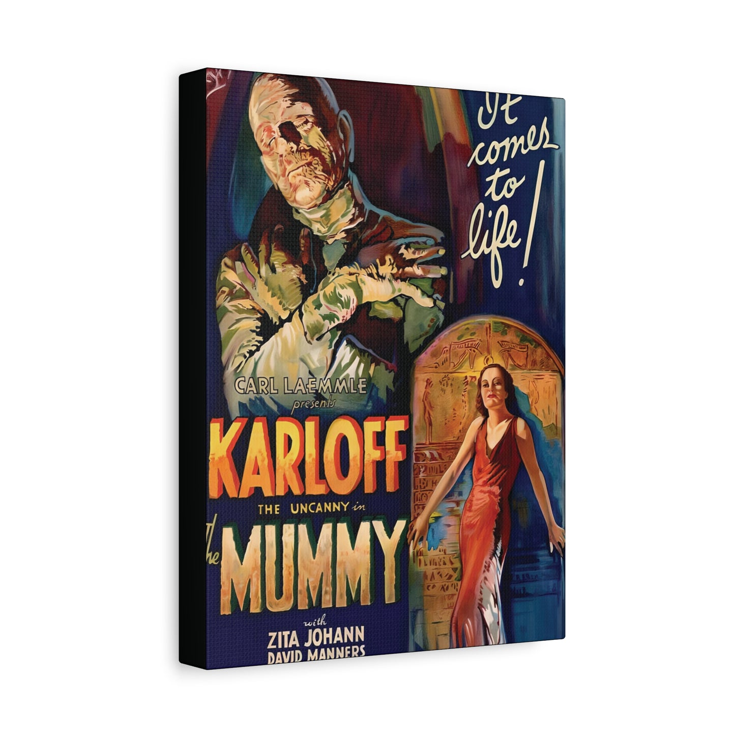 Retro Movie Classic Horror The Mummy Poster Art Canvas, Stretched, 1.25" Thick - FREE SHIPPING