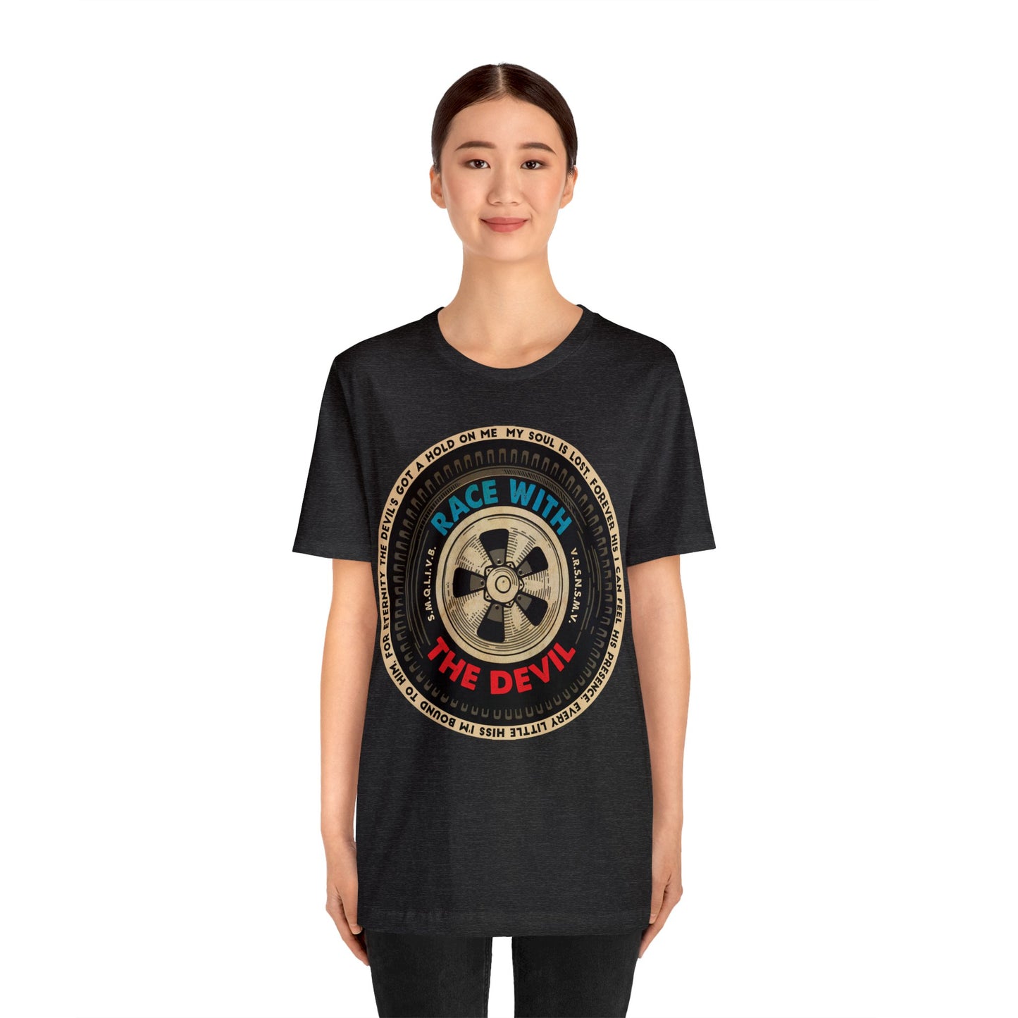 Race With The Devil Tire Wheel Unisex Jersey Short Sleeve Tee