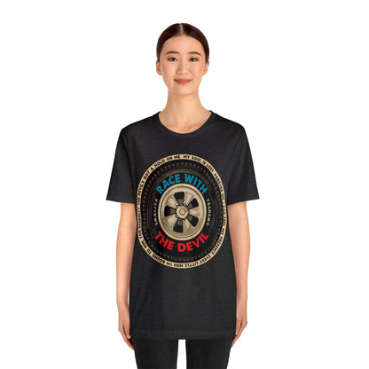 Race With The Devil Tire Wheel Unisex Jersey Short Sleeve Tee
