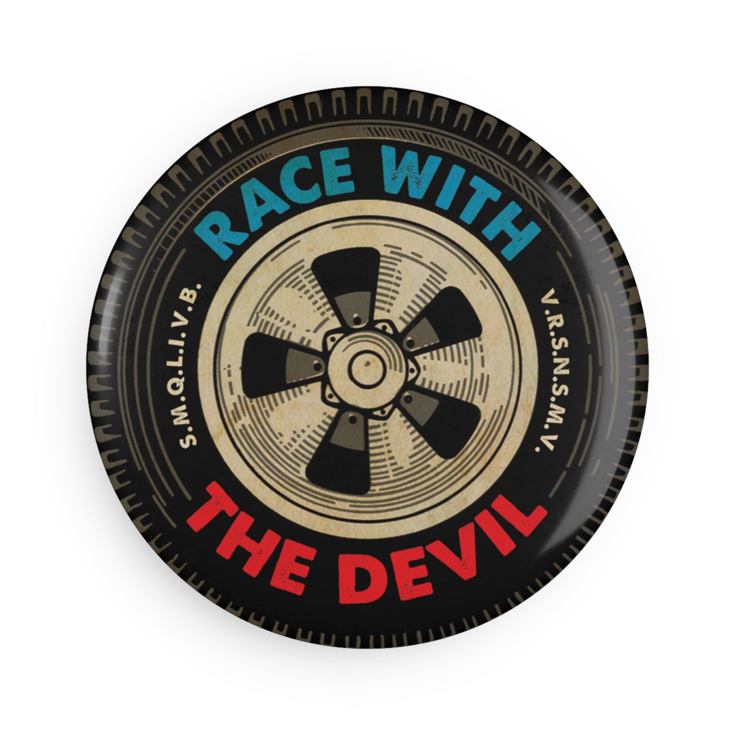 Race With The Devil® Racing Tire Button Magnet