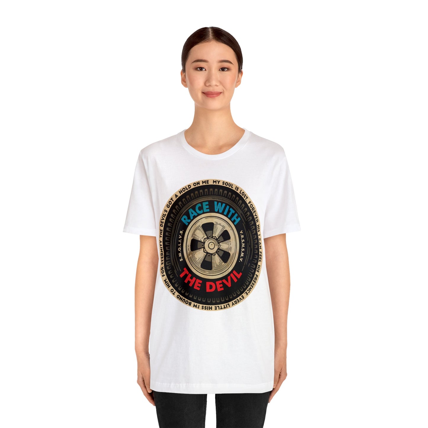 Race With The Devil Tire Wheel Unisex Jersey Short Sleeve Tee