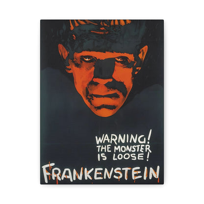 Retro Movie Classic Horror Frankenstein Poster Art Canvas, Stretched, 1.25" Thick - FREE SHIPPING