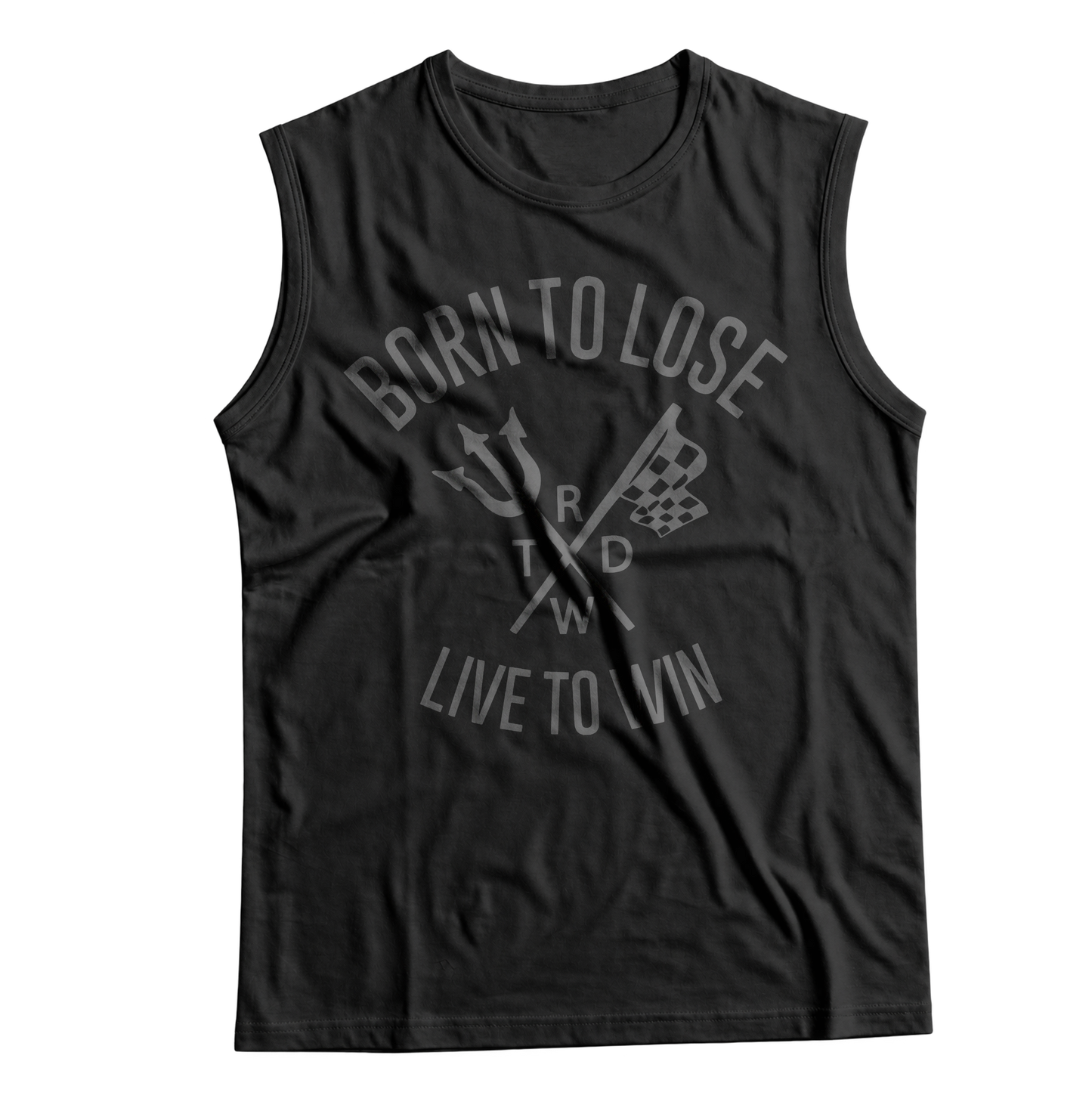 Unisex Race With The Devil® Born to Lose Race to Win Fork and Flag Sleeveless T-Shirt