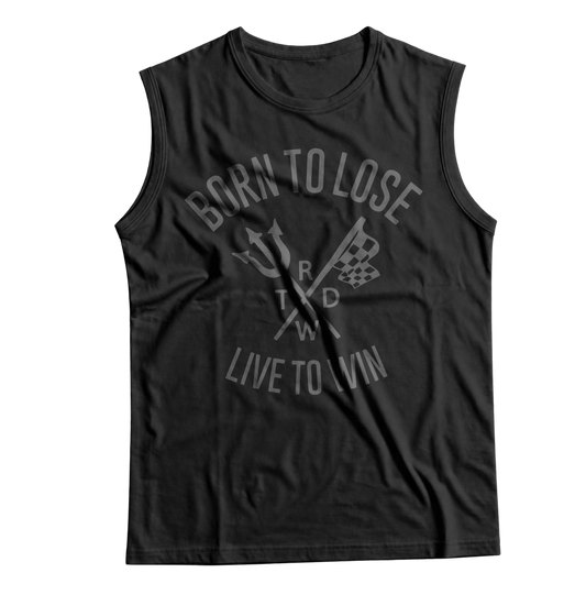 Unisex Race With The Devil® Born to Lose Race to Win Fork and Flag Sleeveless T-Shirt