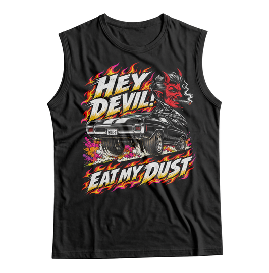 Unisex Race With The Devil® Hey Devil! Eat My Dust 1970 Chevelle Sleeveless T-Shirt