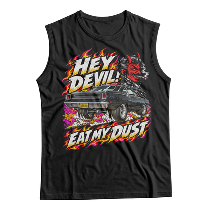 Unisex Race With The Devil® Hey Devil! Eat My Dust 1969 Road Runner Sleeveless T-Shirt
