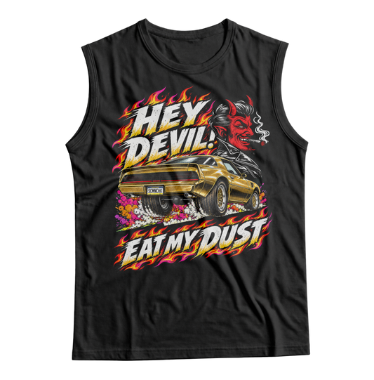 Unisex Race With The Devil® Hey Devil! Eat My Dust 1981 Trans Am Sleeveless T-Shirt
