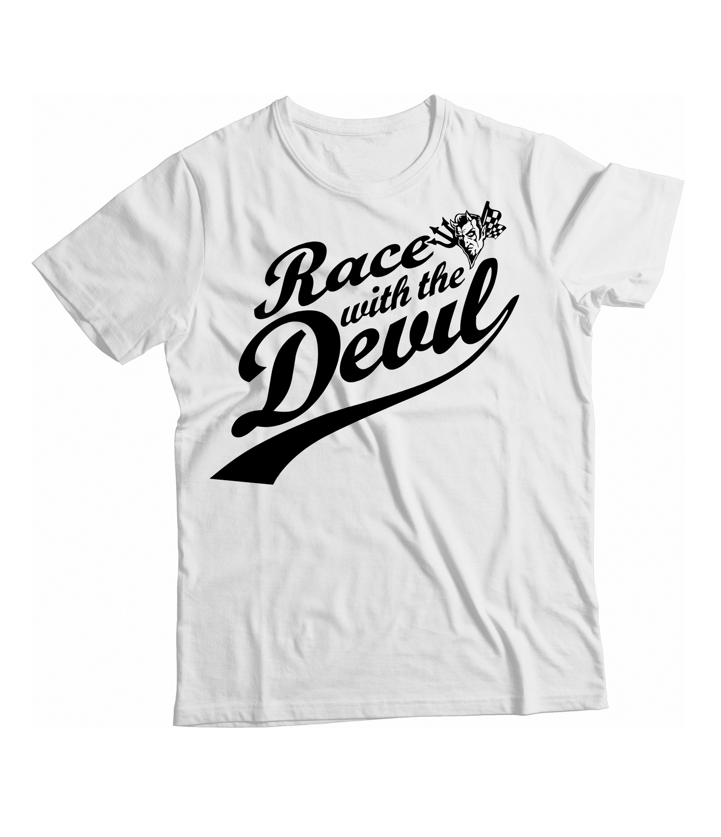 Unisex Race With The Devil® Logo Swoosh White T-Shirt
