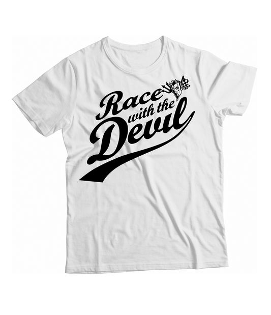 Unisex Race With The Devil® Logo Swoosh White T-Shirt