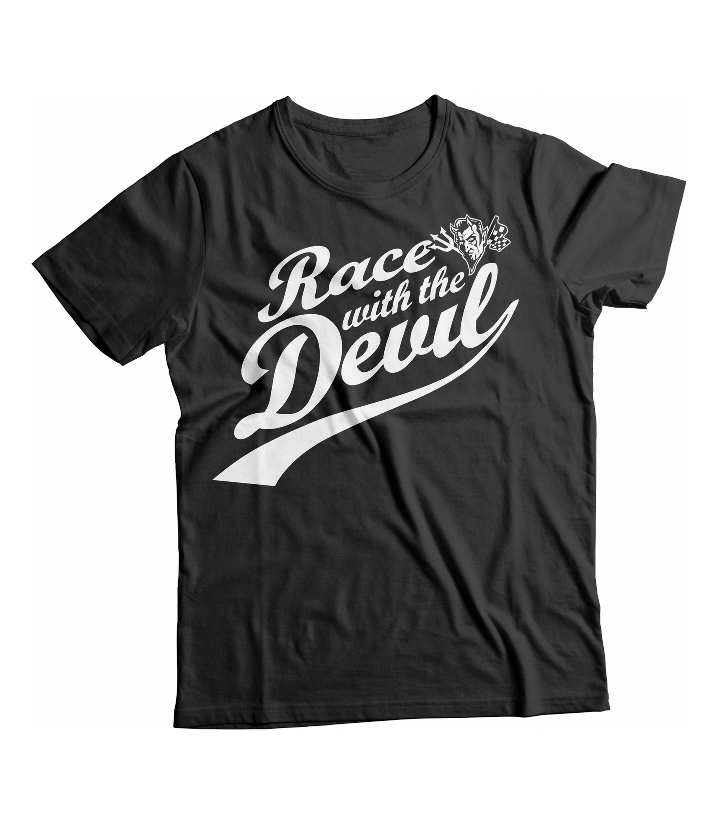 Unisex Race With The Devil® Logo Swoosh Black T-Shirt