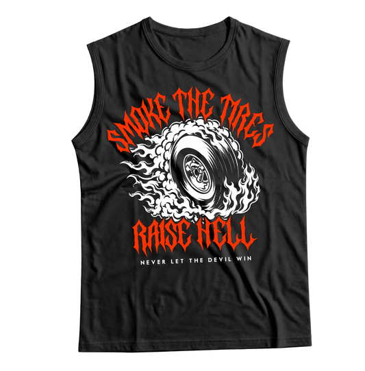 Unisex Race With The Devil® Smoke The Tires Black Sleeveless T-Shirt