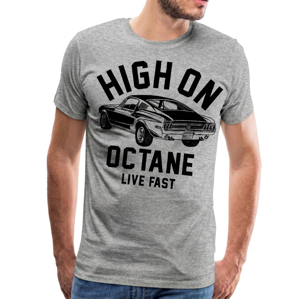 Men's High on Octane® Mustang Muscle Car T-Shirt