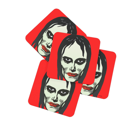 RAYGUN Female Vampire Hardboard Coaster Set of 4