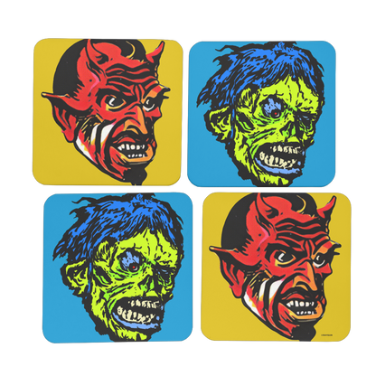 RAYGUN Devil Hardboard Coaster Set of 4
