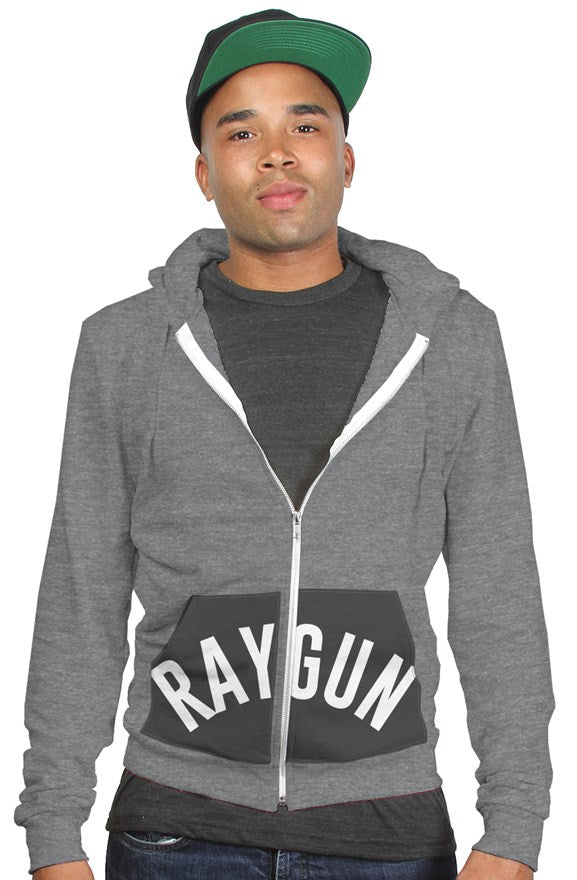 RAYGUN Pocket Print with DoubleGuns on the Sleeve Tri-Blend ZIp Up Hoody