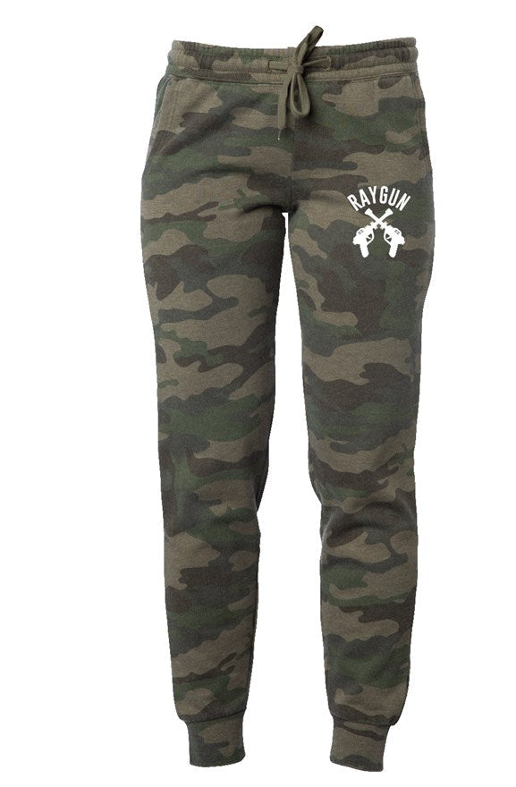 RAYGUN Double Guns on Women's Camo Joggers.