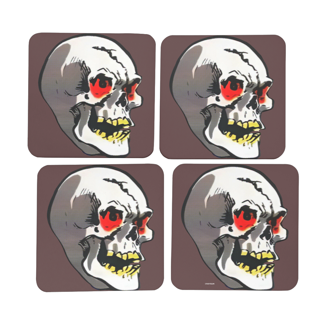 RAYGUN Skull Hardboard Coaster Set of 4