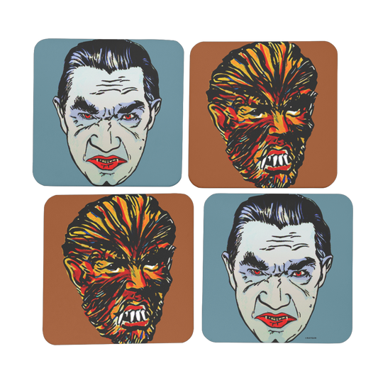 RAYGUN Vampire vs Werewolf Hardboard Coaster Set of 4