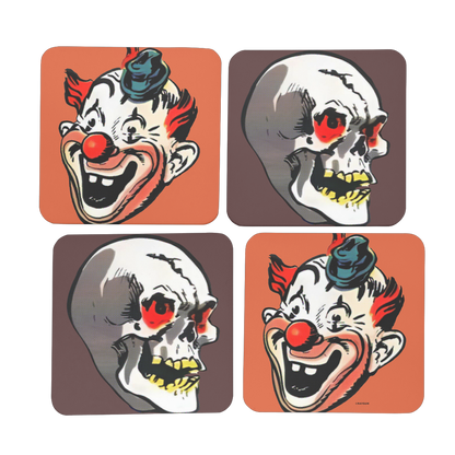 RAYGUN Creepy Clown and Skull Hardboard Coaster Set of 4