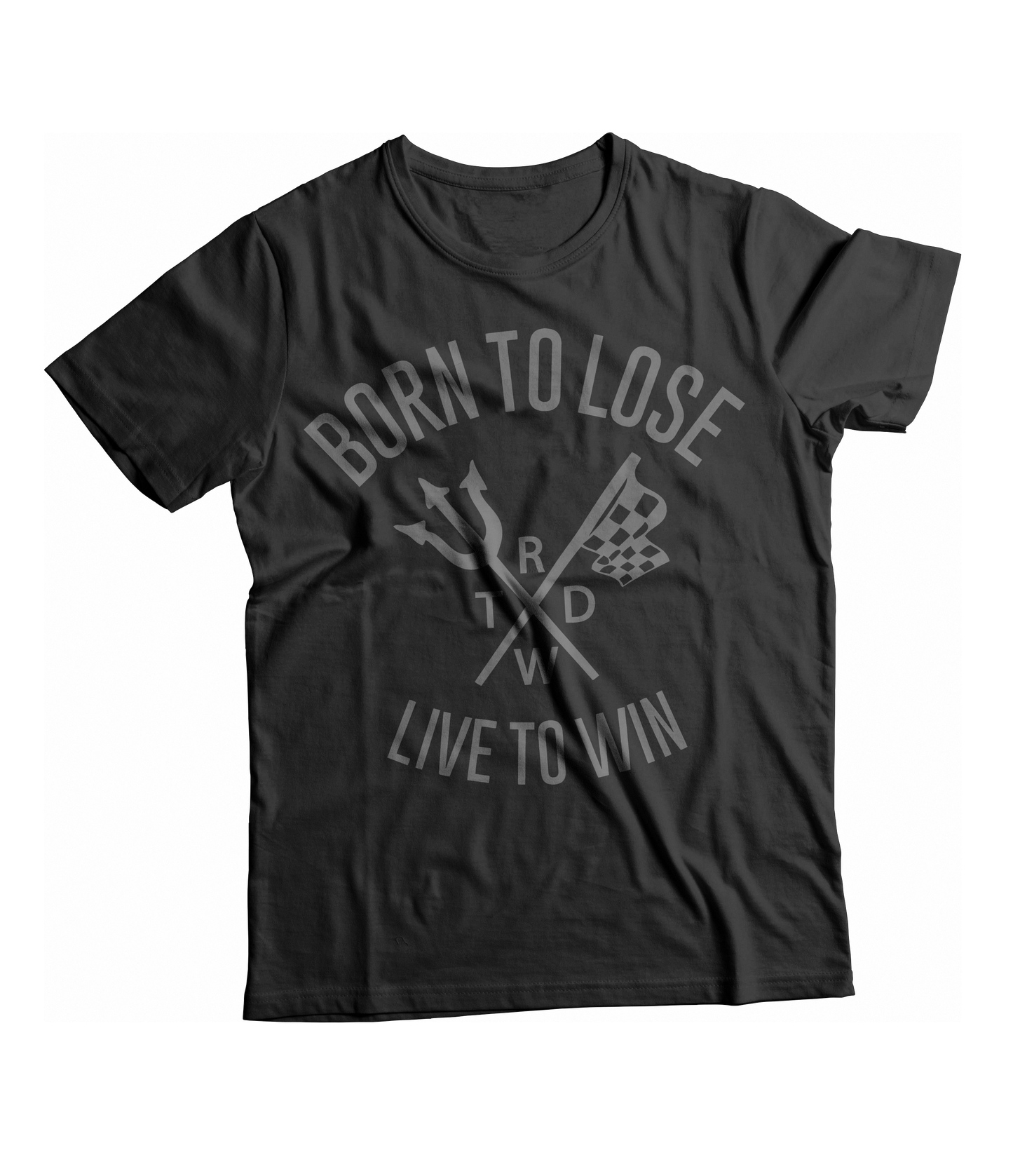 Unisex Race With The Devil® Born to Lose Race to Win Fork and Flag Vintage Heather Blend Charcoal T-Shirt