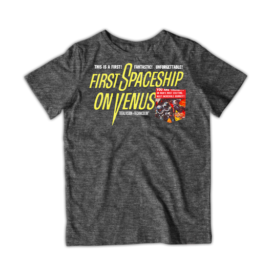 Raygun First Spaceship On Venus Pocket T-Shirt Xs / Heather Graphite Tshirts