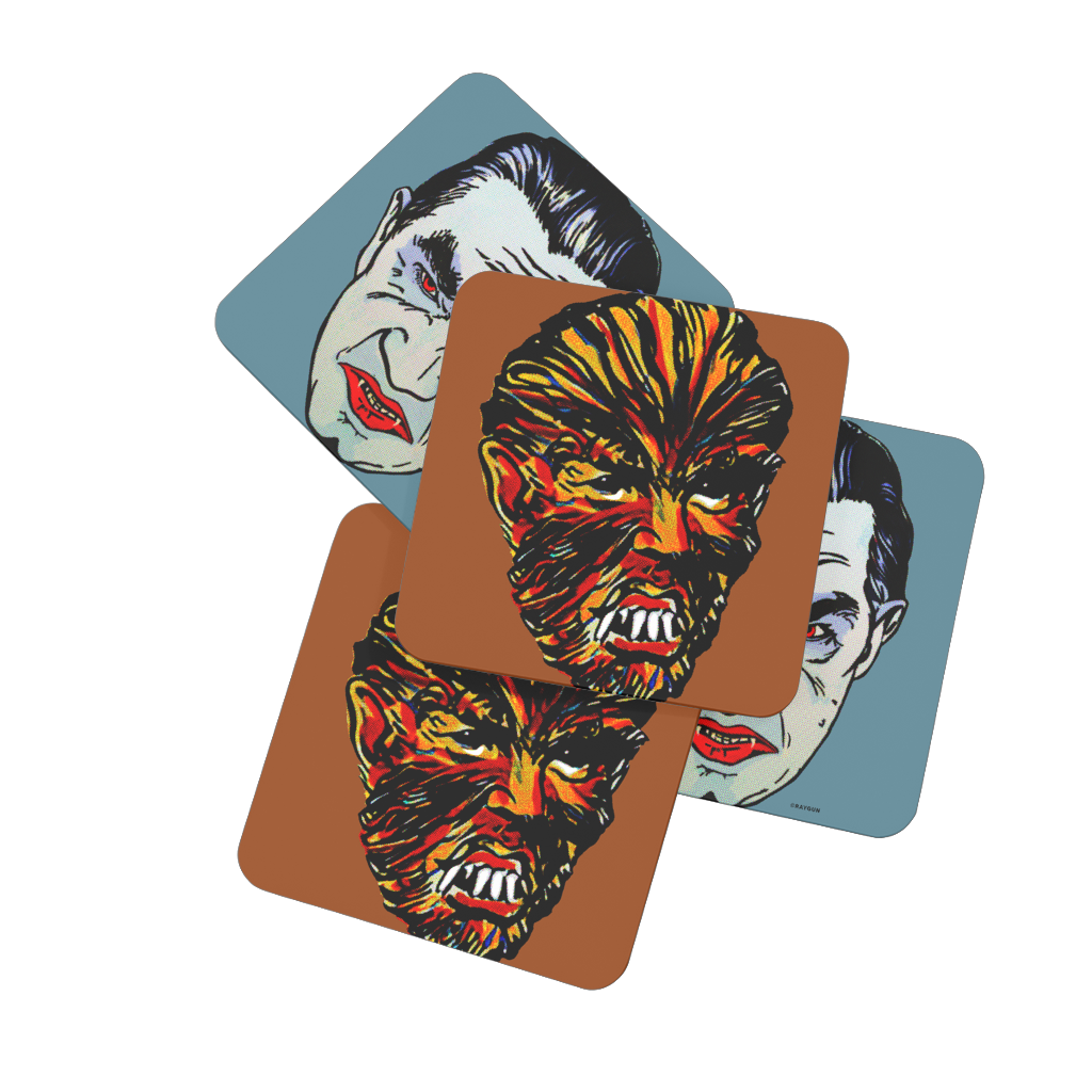 RAYGUN Vampire vs Werewolf Hardboard Coaster Set of 4