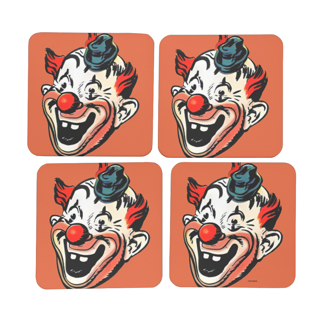RAYGUN Creepy Clown Hardboard Coaster Set of 4
