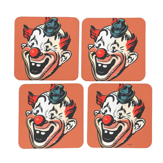 RAYGUN Creepy Clown Hardboard Coaster Set of 4