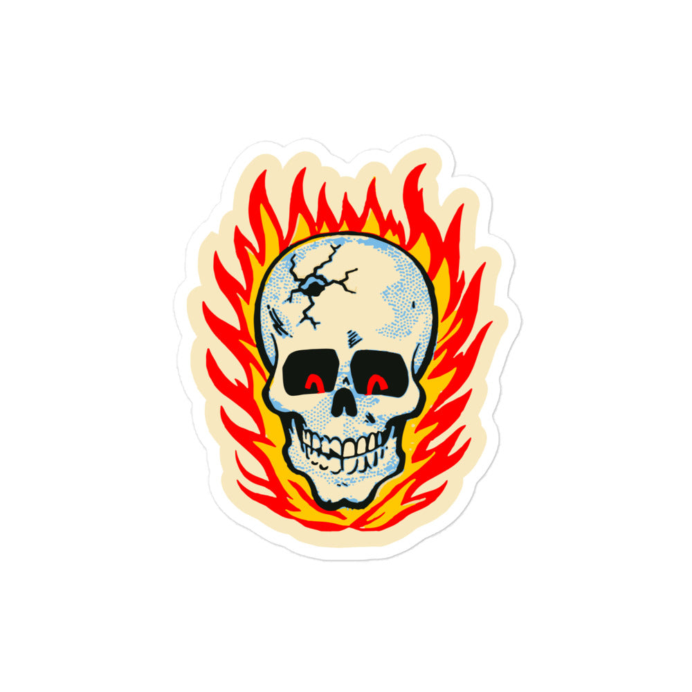 RAYGUN Hot Head Skull Bubble-free Kiss Cut Sticker