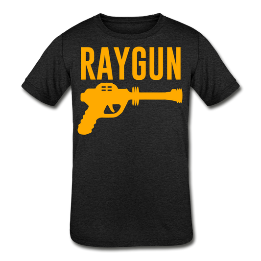 RAYGUN Single Gun Neon Orange Youth Tri-Blend T-Shirt - heather black