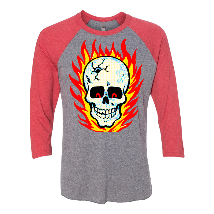RAYGUN Hot Head Skull Triblend 3/4 Sleeve Raglan