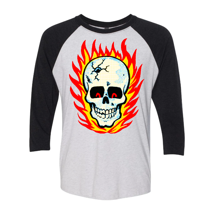 RAYGUN Hot Head Skull Triblend 3/4 Sleeve Raglan